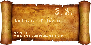 Bartovicz Milán névjegykártya